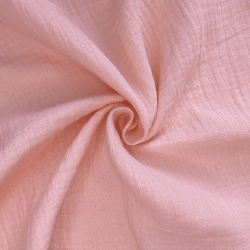 Ткань Муслин Жатый, цвет Нежно-Розовый (на отрез)  в Грозном