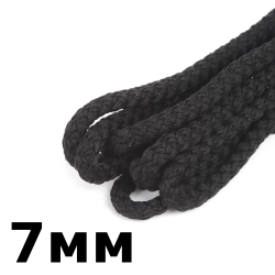 Шнур с сердечником 7мм, цвет Чёрный (плетено-вязанный, плотный)  в Грозном